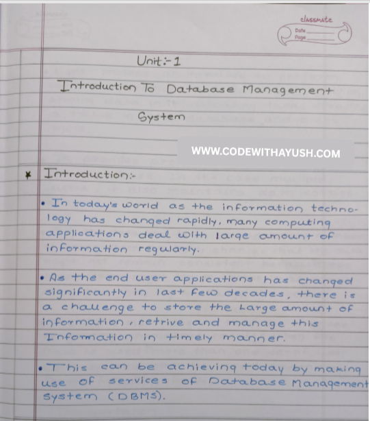 DBMS Notes